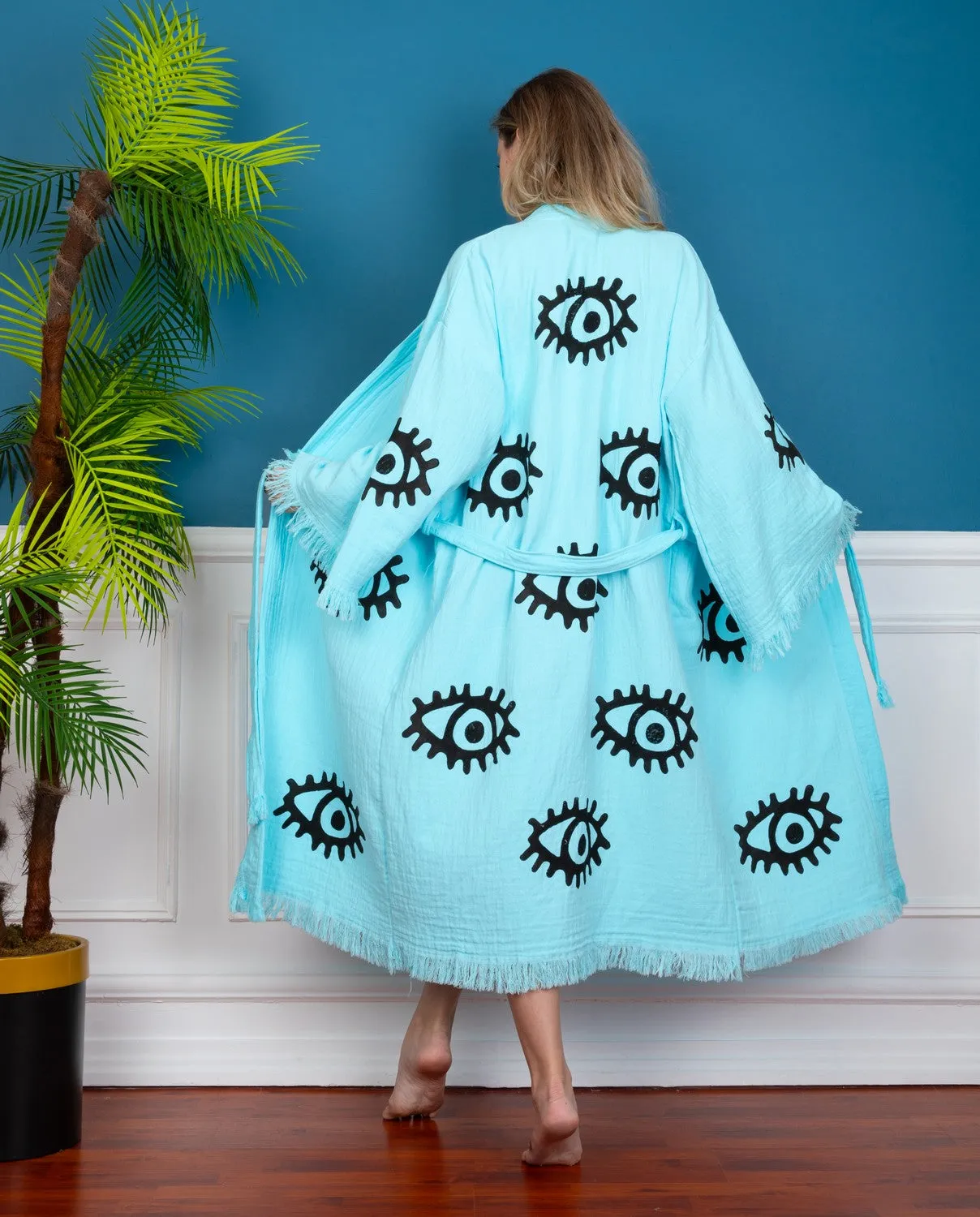 Turquoise Evil Eye kimono