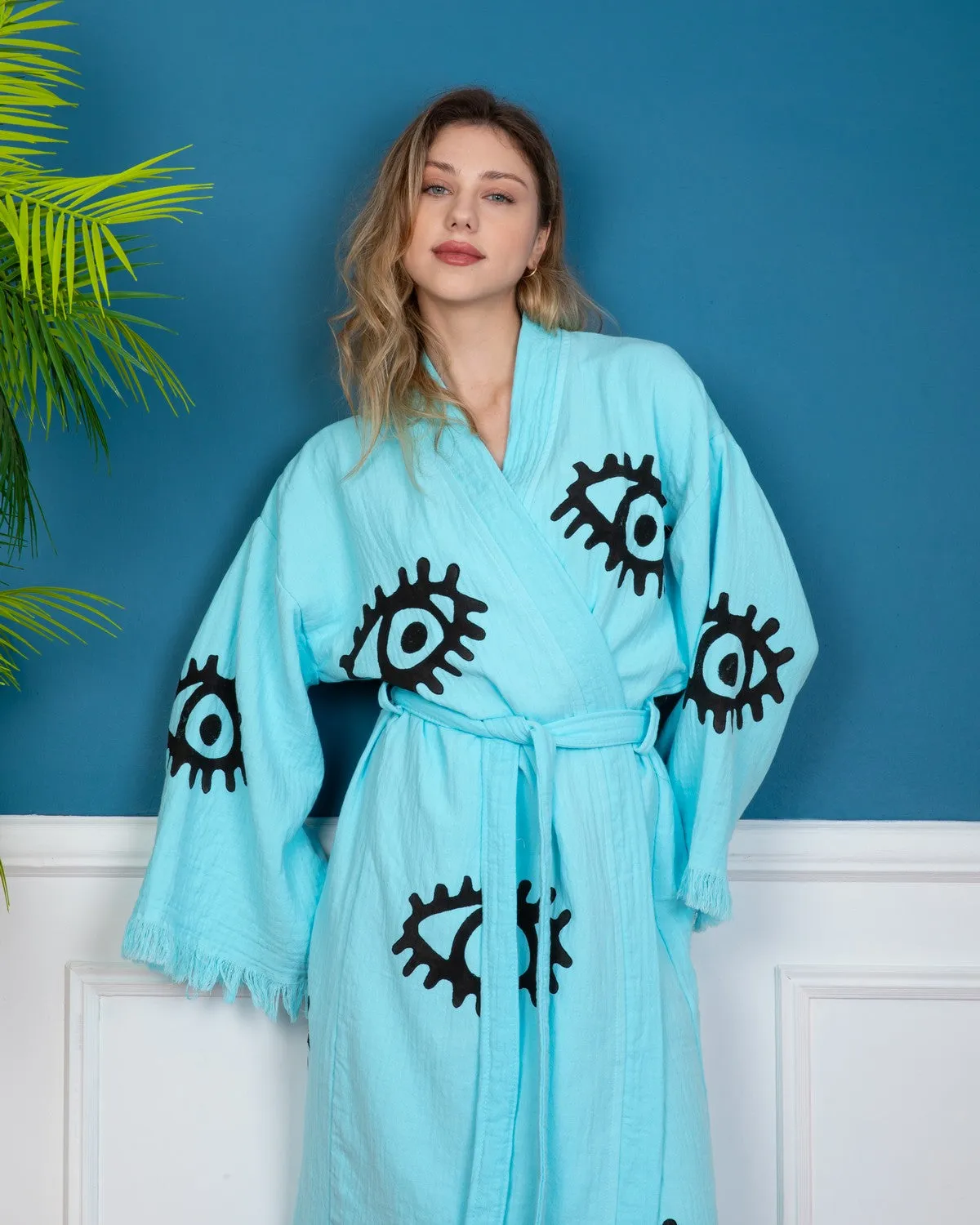 Turquoise Evil Eye kimono