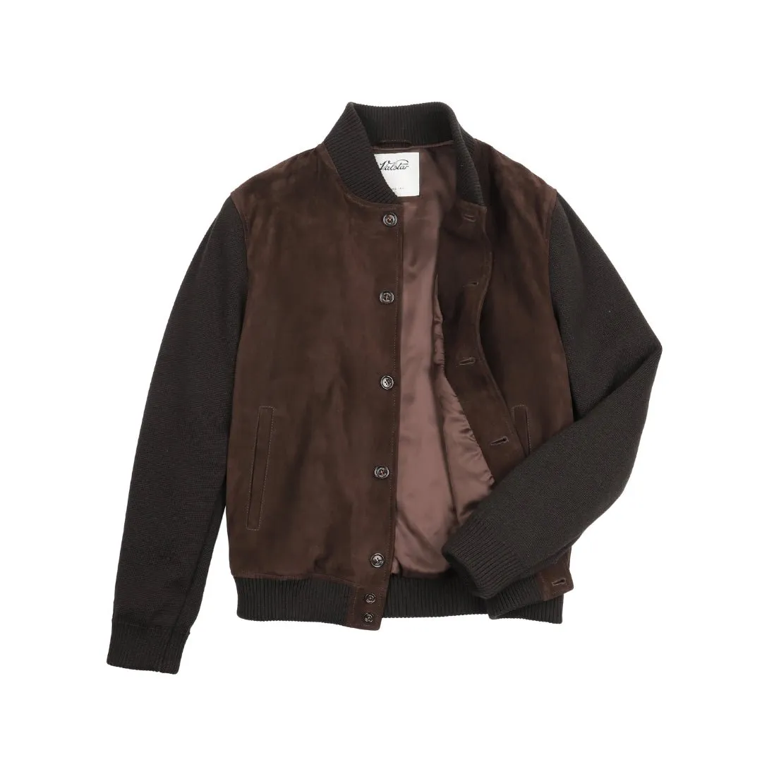 VALSTAR Suede Brown Bomber Jacket BROWN