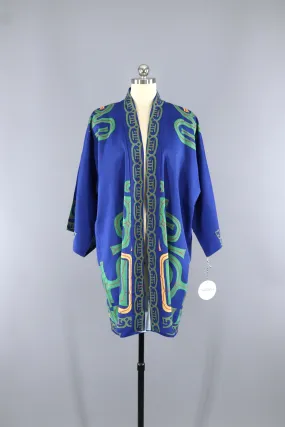 Vintage 1940s - 1950s Silk Kimono Robe / Hayashi Kimono Japan