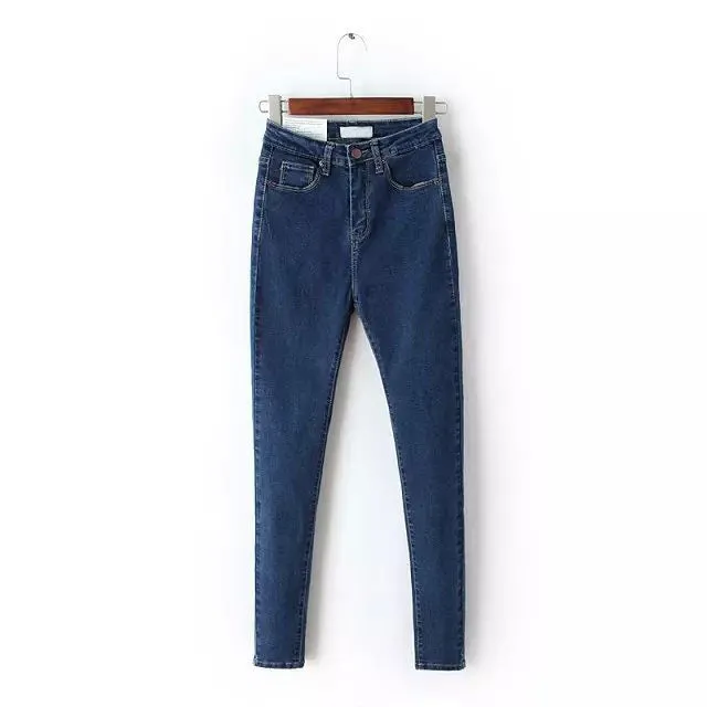 Vintage Fit High Waist  Elastic Denim Skinny Jeans Classic Pencil Pants