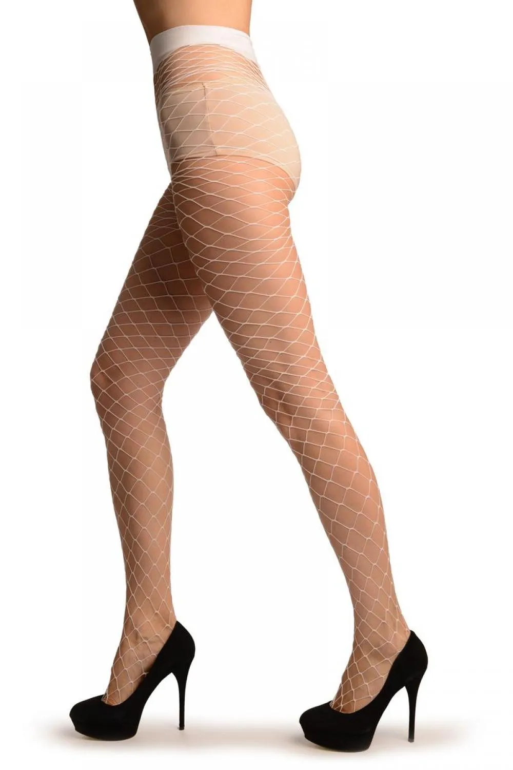 White Large Mesh Luxury Fishnet Tights