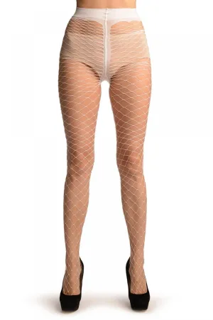 White Large Mesh Luxury Fishnet Tights