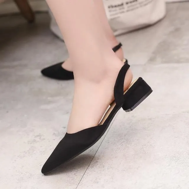 Women Pumps Ankle Strap Thick Heel Women Shoes Square Toe Mid Heels Dress Work Pumps Comfortable Ladies Shoes 2.5 cm