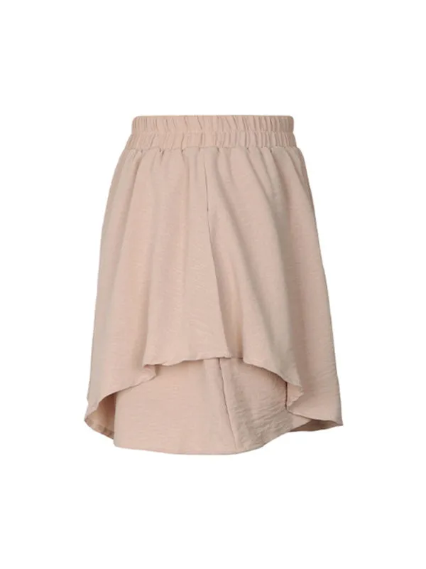 Women's new high waist solid color layered fashion shorts