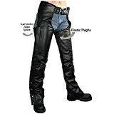 Xelement B7703 Women's Black Plain Low Cut Premium Leather Riding Chaps