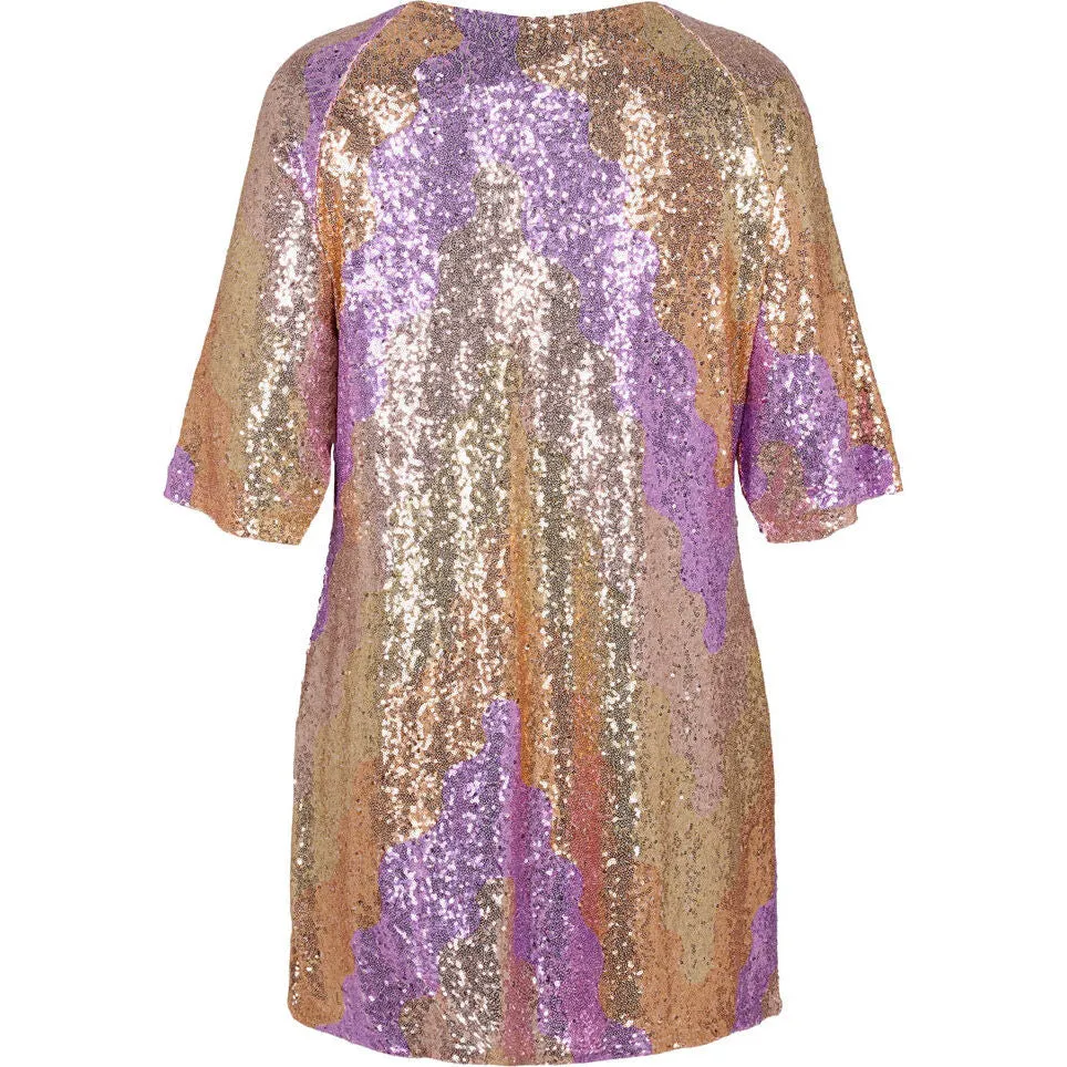 Zizzi Sequin Dress in Gold